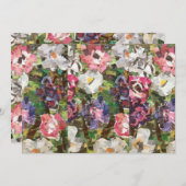 ピンク紙フラワーコラージュ招待状 招待状 (正面/裏面)