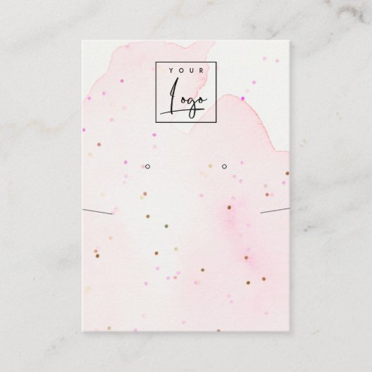 ピンク紙吹雪ウォッシュネックレスイヤリングロゴディスプレイ 名刺 (正面)
