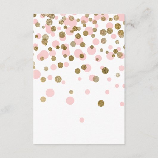 ピンク紙吹雪ベビーシャワーおむつラッフルチケット エンクロージャーカード (裏面)