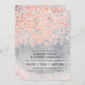 ピンク紙吹雪ヴィンテージ結婚式 招待状 (正面/裏面)