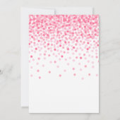 ピンク紙吹雪金ゴールドハートワンガールファースト誕生日 招待状 (裏面)