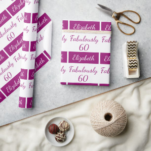 ピンク素晴らしい60 60誕生日包装紙 ラッピングペーパー