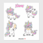 ピンク素晴らしかわいいユニコーン シール (シート)