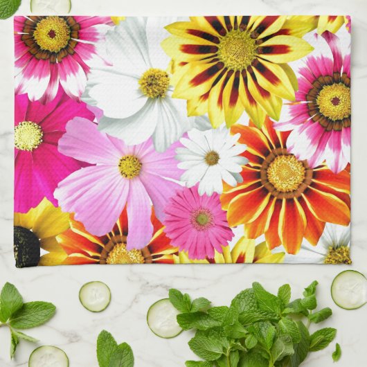 ピンク素晴らしがかった黄色の花柄のアクセサリー キッチンタオル (折り畳み)