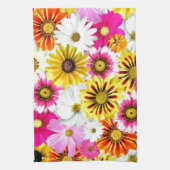 ピンク素晴らしがかった黄色の花柄のアクセサリー キッチンタオル (縦)