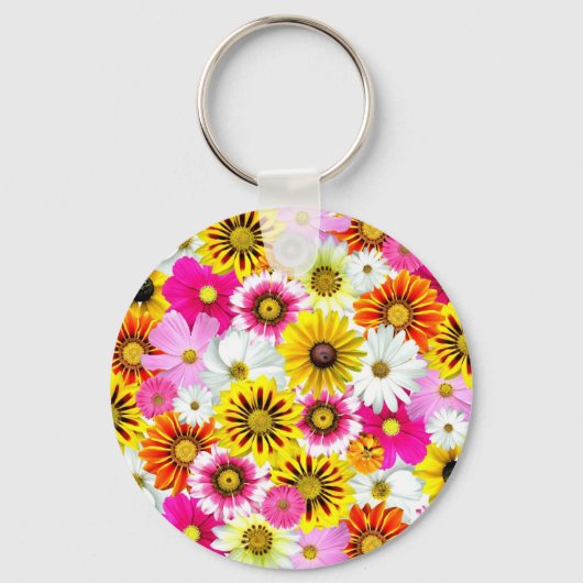 ピンク素晴らしがかった黄色の花柄のアクセサリー キーホルダー (正面)