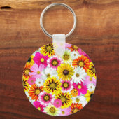 ピンク素晴らしがかった黄色の花柄のアクセサリー キーホルダー (正面)