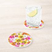 ピンク素晴らしがかった黄色の花柄のアクセサリー コースター (側面)