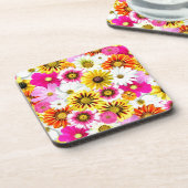ピンク素晴らしがかった黄色の花柄のアクセサリー コースター (左側)