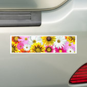 ピンク素晴らしがかった黄色の花柄のアクセサリー バンパーステッカー (車上)