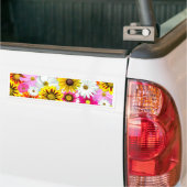 ピンク素晴らしがかった黄色の花柄のアクセサリー バンパーステッカー (トラック上)