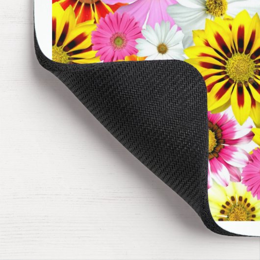 ピンク素晴らしがかった黄色の花柄のアクセサリー マウスパッド (コーナー)