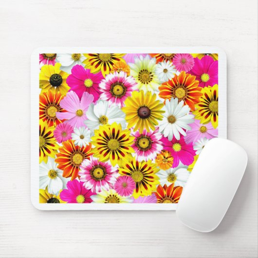 ピンク素晴らしがかった黄色の花柄のアクセサリー マウスパッド (マウス)