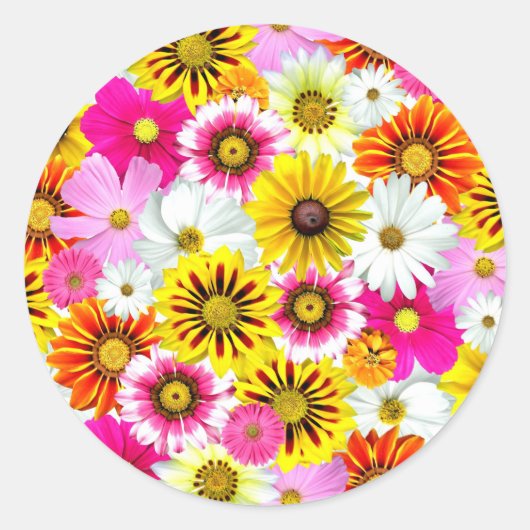 ピンク素晴らしがかった黄色の花柄のアクセサリー ラウンドシール (正面)