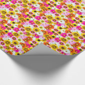 ピンク素晴らしがかった黄色の花柄のアクセサリー ラッピングペーパー (角)