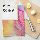 ピンク素晴らしとターコイズ抽象芸術水色 キッチンタオル (四つ折り)