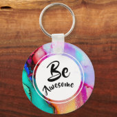 ピンク素晴らしとターコイズ抽象芸術水色 キーホルダー (正面)