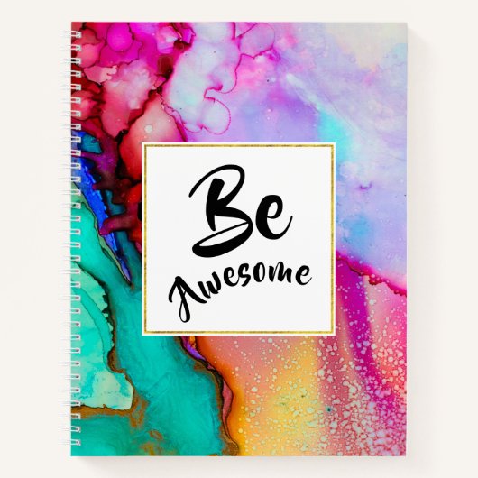 ピンク素晴らしとターコイズ抽象芸術水色 ノートブック (正面)