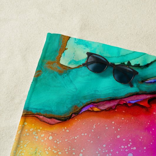 ピンク素晴らしとターコイズ抽象芸術水色 ビーチタオル (インサイチュ)