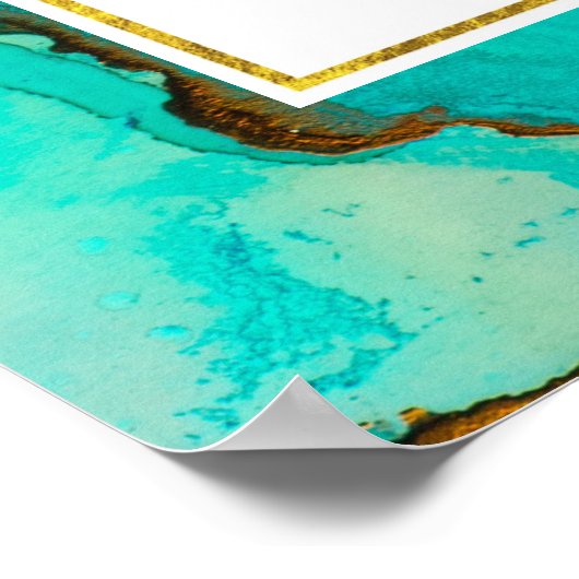 ピンク素晴らしとターコイズ抽象芸術水色 ポスター (角)