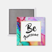 ピンク素晴らしとターコイズ抽象芸術水色 マグネット (正面/裏面)