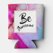 ピンク素晴らしとターコイズ抽象芸術水色 缶クーラー (正面)