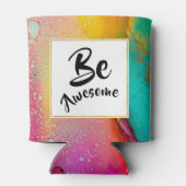 ピンク素晴らしとターコイズ抽象芸術水色 缶クーラー (裏面)