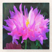 ピンク素晴らしとパープルサボテン ガラスコースター (正面)