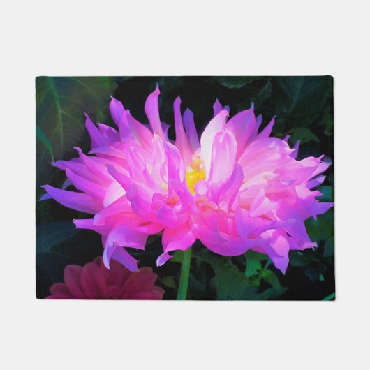 ピンク素晴らしとパープルサボテン ドアマット (正面)