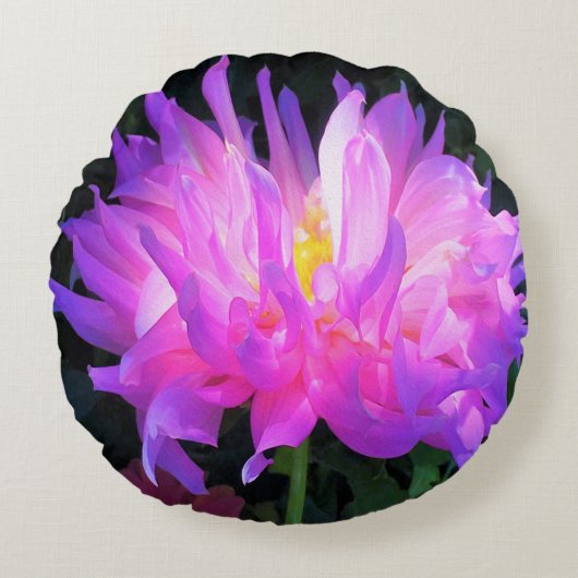 ピンク素晴らしとパープルサボテン ラウンドクッション (正面)