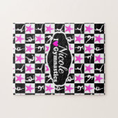 ピンク素晴らしとブラックの体操デザイン ジグソーパズル (横)