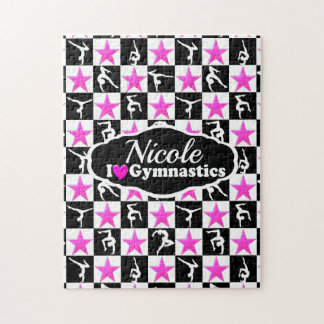 ピンク素晴らしとブラックの体操デザイン ジグソーパズル