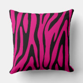 ピンク素晴らしと黒のゼブラの皮のパタストライプーン クッション (裏面)