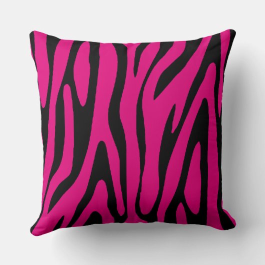 ピンク素晴らしと黒のゼブラの皮のパタストライプーン クッション (裏面)