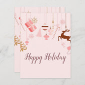 ピンク素晴らしのクリスマスホリデーカード シーズンカード (正面/裏面)
