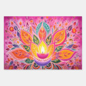 ピンク素晴らしのディワリ ラッピングペーパーシート (正面2)