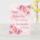 ピンク素晴らしの花おばあちゃん母の日 カード (黄色い花)