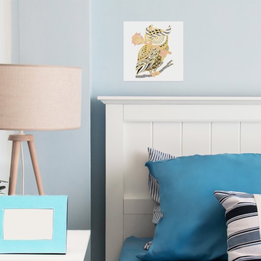 ピンク素晴らしの角フクロウ 箔ポスター (インサイチュ (寝室))