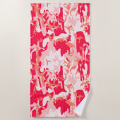 ピンク素晴らしの迷彩模様 ビーチタオル (正面)