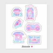 ピンク素晴らしの音楽レトロ シール (シート)