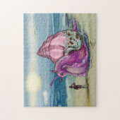 ピンク素晴らしシーカタツムリ ジグソーパズル (縦)