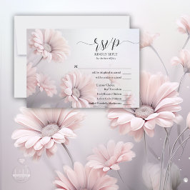 ピンク素晴らしデイジーRSVP 2食事の選択 出欠カード