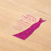 ピンク素晴らしドレス50th誕生日パーティー アクリル招待状 (レイダウン)