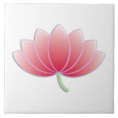 ピンク素晴らしハス花かわいいガーリーレトロフローラ タイル (正面)