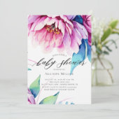 ピンク素晴らしピーニーベビーシャワー招待状 招待状 (スタンド正面)