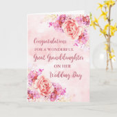 ピンク素晴らしフローラ結婚孫娘 カード (黄色い花)