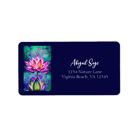ピンク素晴らしロータスフラワーポートレートアドレス ラベル (正面)
