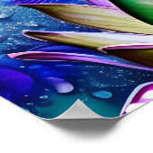 ピンク素晴らしロータスフラワーポートレート ポスター (角)