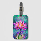 ピンク素晴らしロータスフラワーポートレート ラゲッジタグ (正面縦)
