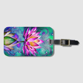 ピンク素晴らしロータスフラワーポートレート ラゲッジタグ (正面横)